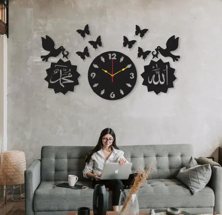 Sajaawat Bazaar | Wall Clock 3D 24 inch Wooden Watch DIY Design Decoration Quartz Numeric For Home Decor Living Room And Offices And For Gifts