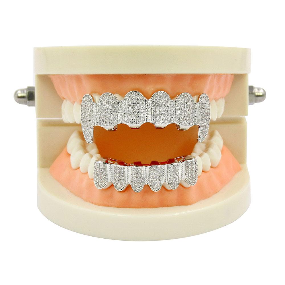 Cool Grillz 24k plateado dientes boca parrillas Bling Hip Hop joyería