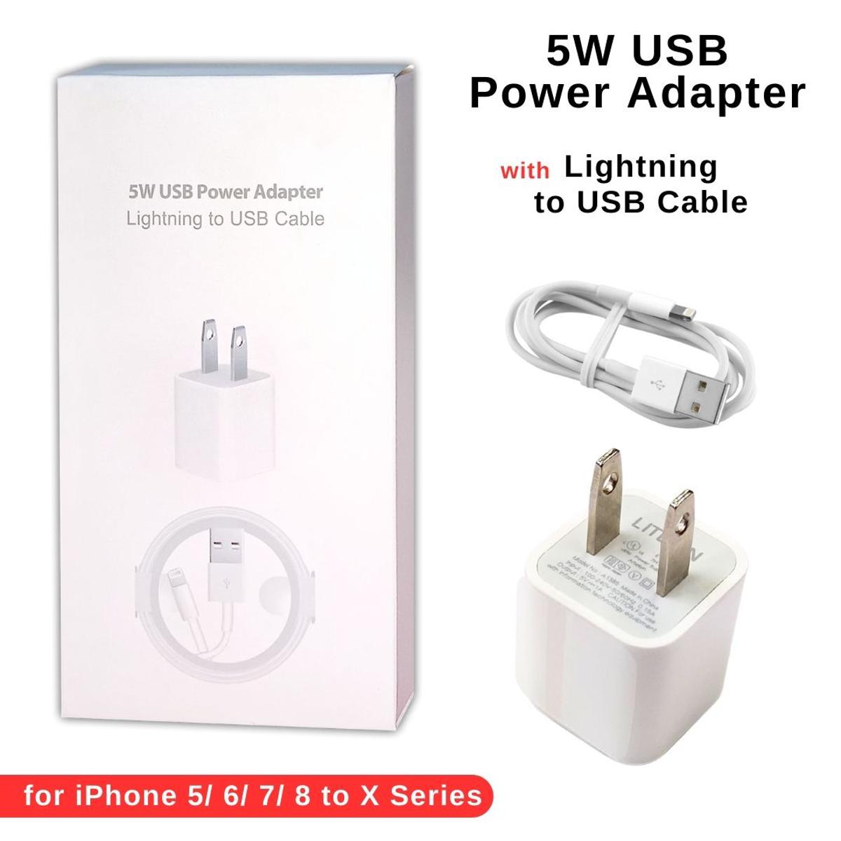 5w Adapter For Iphones With USB Lightning Cable-Wall Charger