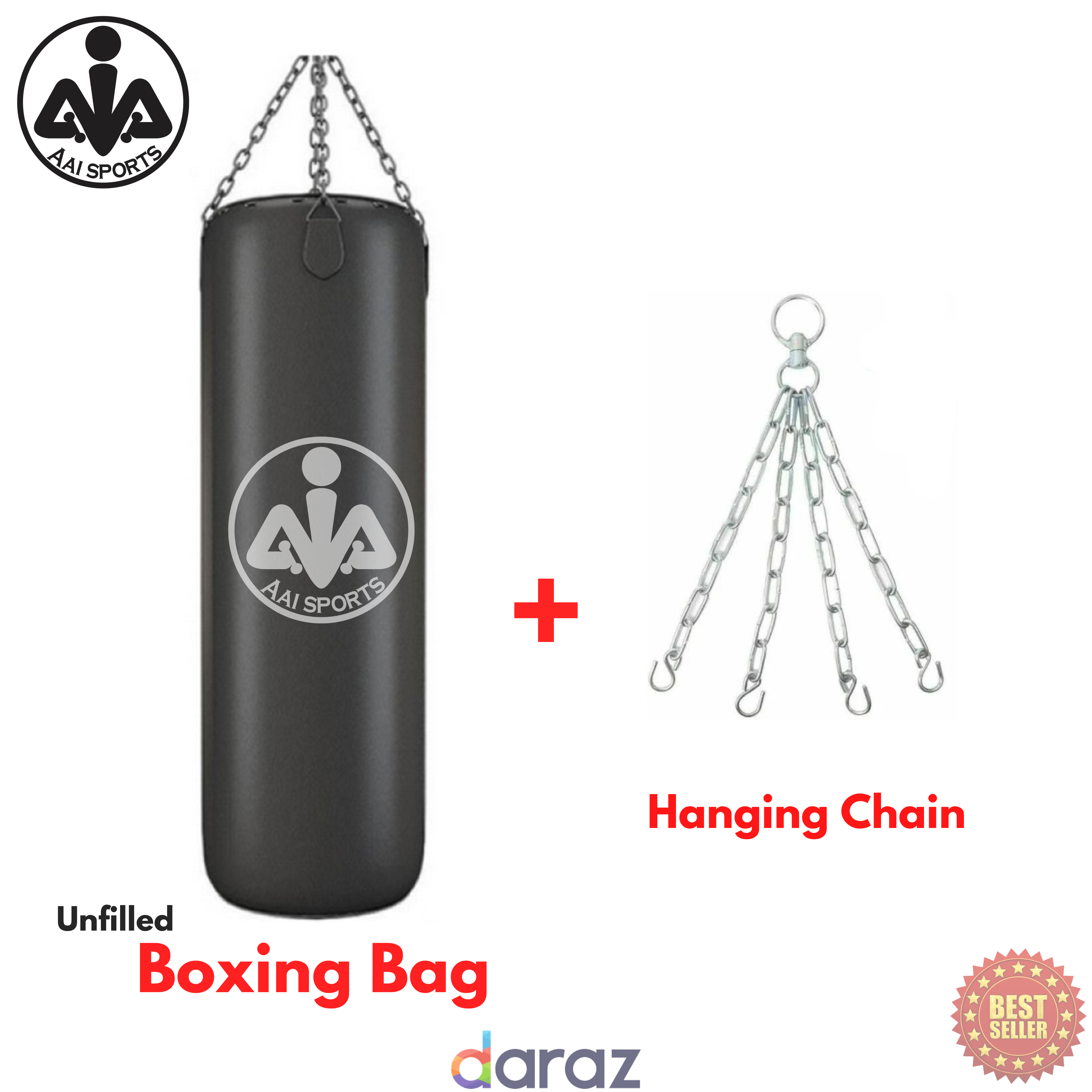 Unfilled Punching Bag, Boxing Bag & MMA Training Accessory for Men & Women, Heavy-Duty Kickboxing, Martial Arts, Sandbag for Fighting & Combat Training - AAI Sports