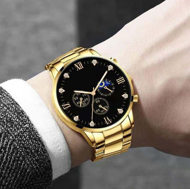Fashion Mens Stainless Steel Watches Wristwatch Calendar Luminous Clock Men Business Casual Watch
