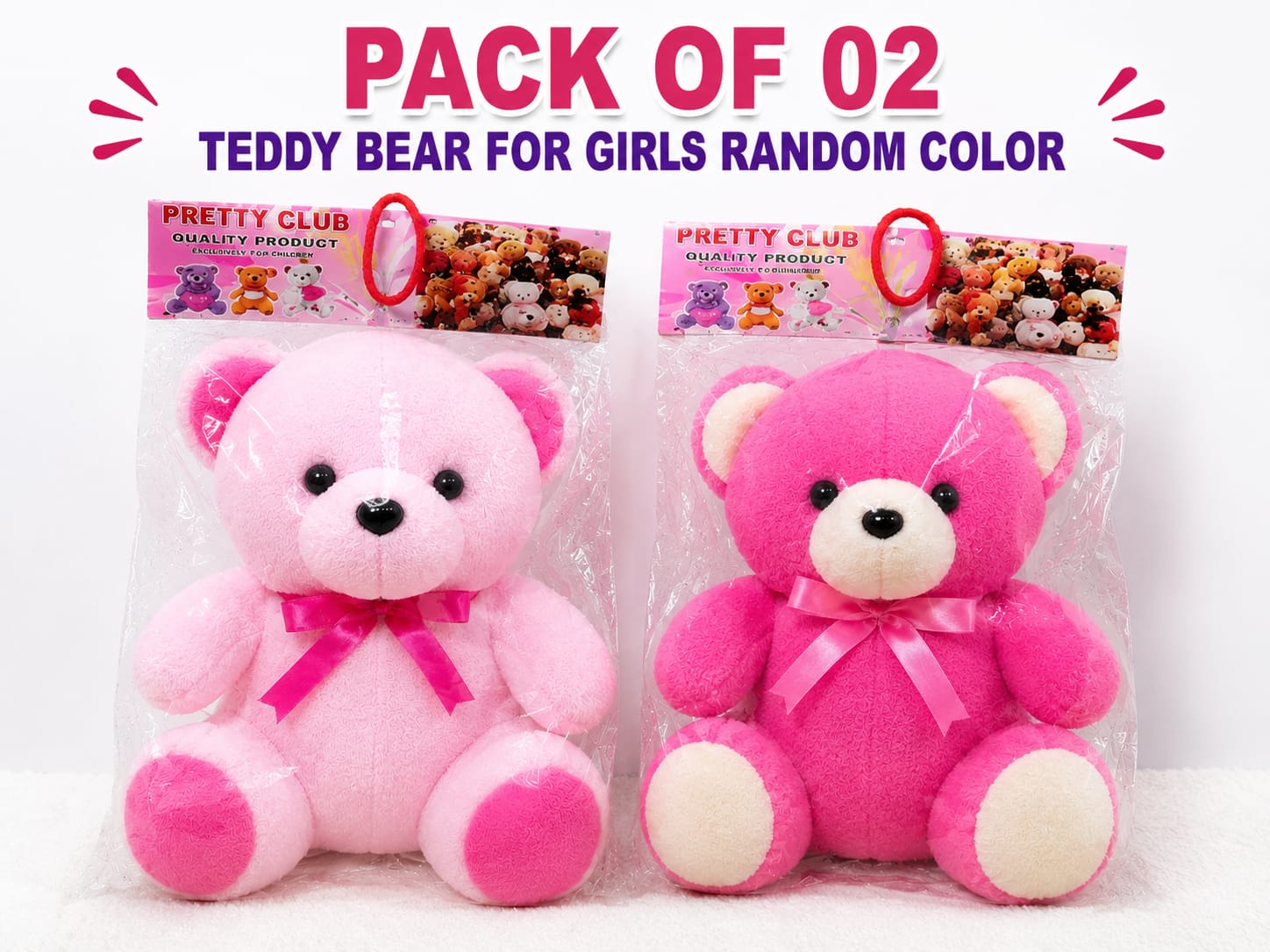 (PK OF 01 & 02) 10 Inch Teddy Bear, Panda Bear and Doll  Pink,Red, Blue and Yellow colour available Plush Stuffed Animal: Adorable Small Baby Bear Plush Toy - Perfect Gift for Kids, Boys, and Girls Discount only for limited time