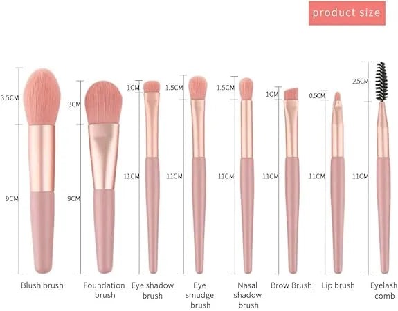 8Pcs Mini Size Makeup Brushes Pcs Mini Travel Portable Soft Makeup Brushes Set Eye Shadow Foundation Powder Eyelash Lip Concealer Blush Make Up Brush Set