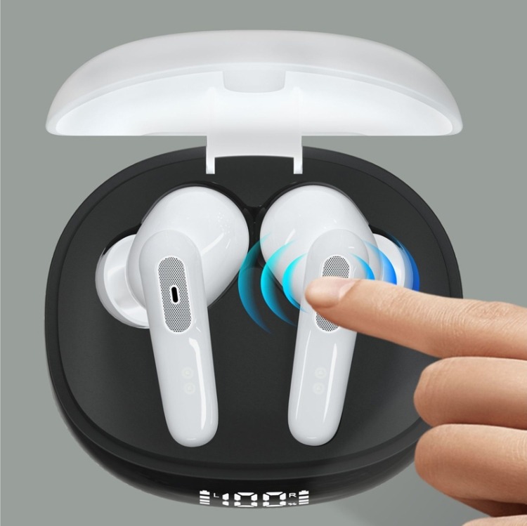 Airpod TWS 12 Black Mini Bluetooth Wireless Headset with Dual Bass, Pop-Up Feature & Charging Case for All Devices