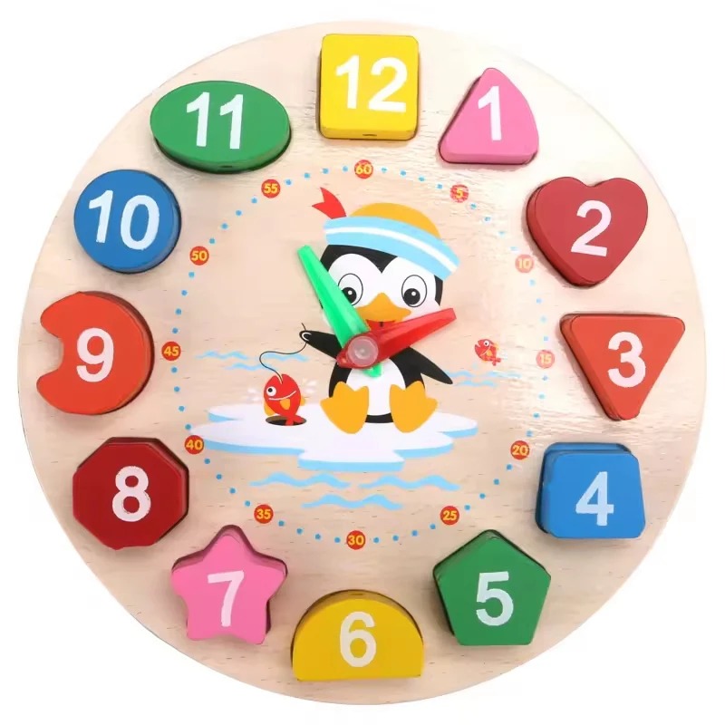 Doodles Best Selling High Quality Montessori Inspired Wooden Clock Educational Toy for Kids - Enhances Cognitive Development & Hand-Eye Coordination in Children Aged 3-6 Years