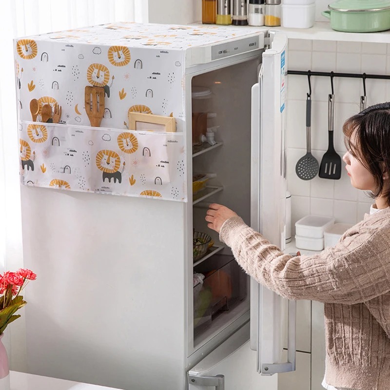 New Imported Waterproof Refrigerator Dust Cover Multi-purpose Covers Freezer Cooler For Home Appliances With Pockets Storage Bag Household Portable Dust Fridge Top  Cover