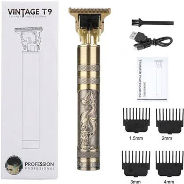 Professional  T9 Trimmer Vintage T-Shaped Blade Hair Clippers for Men , T9 Blade Hair Trimmer , Zero Gapped Trimmer for Men, Lines, Edges, Sideburns, Beard Trimmer for Men, Grooming Kit Low Noise ,USB Rechargeable with Guide Combs