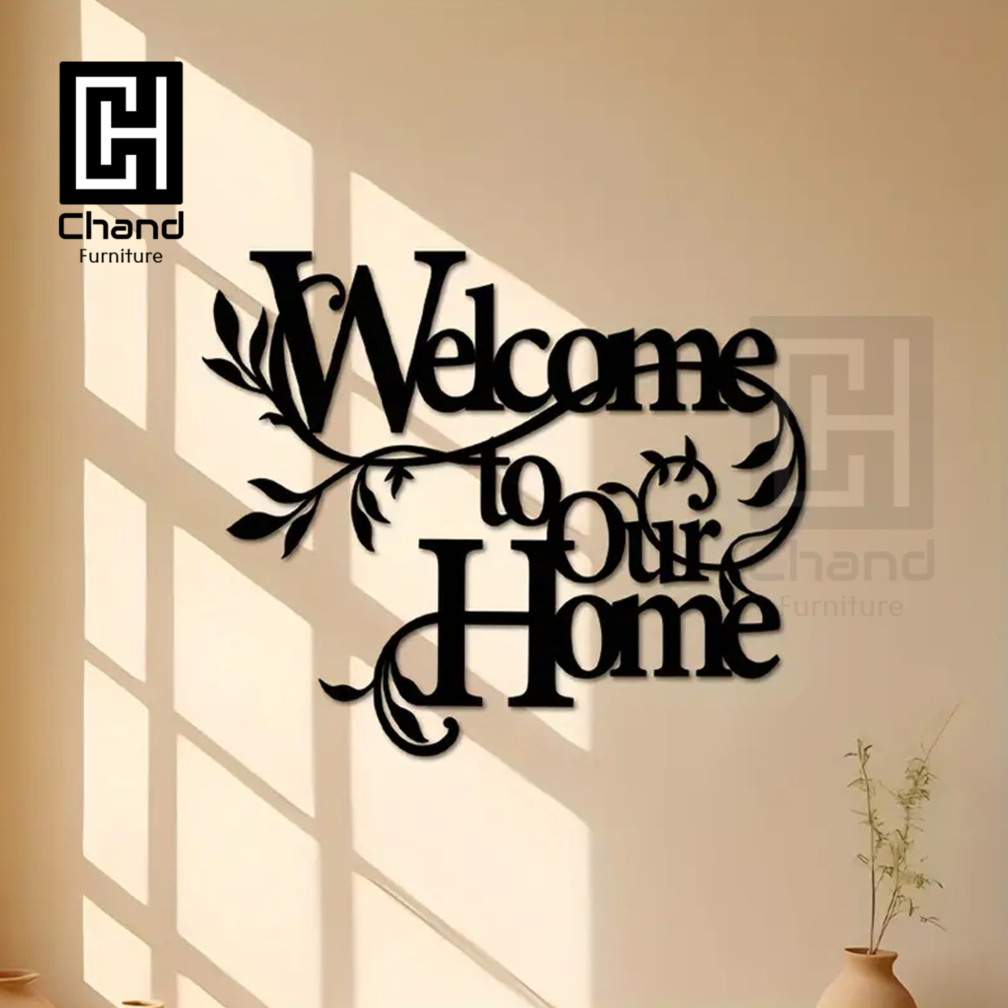 Chand Furniture Brand Home Decor Welcome To Our Home Wall Sign & Wooden 6 Birds wall art & Flower Vase & Butterflys & More Wooden Arts | wall decore | wall decoration items I Decorating Items I Decorating Items For Home I Decoration Pieces