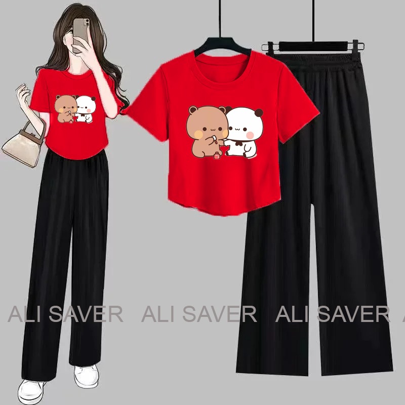 Printed T-shirts and Flapper Crop Top Suits Unique Dudu Bubu Design Suits For Women And Girls