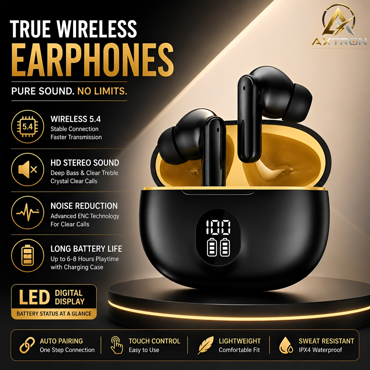 H895B TWS | True Wireless Stereo Universal Bluetooth Earbuds & Airbuds | Dual Pods Handsfree Earphones Headset | Compatible with All Bluetooth Devices.