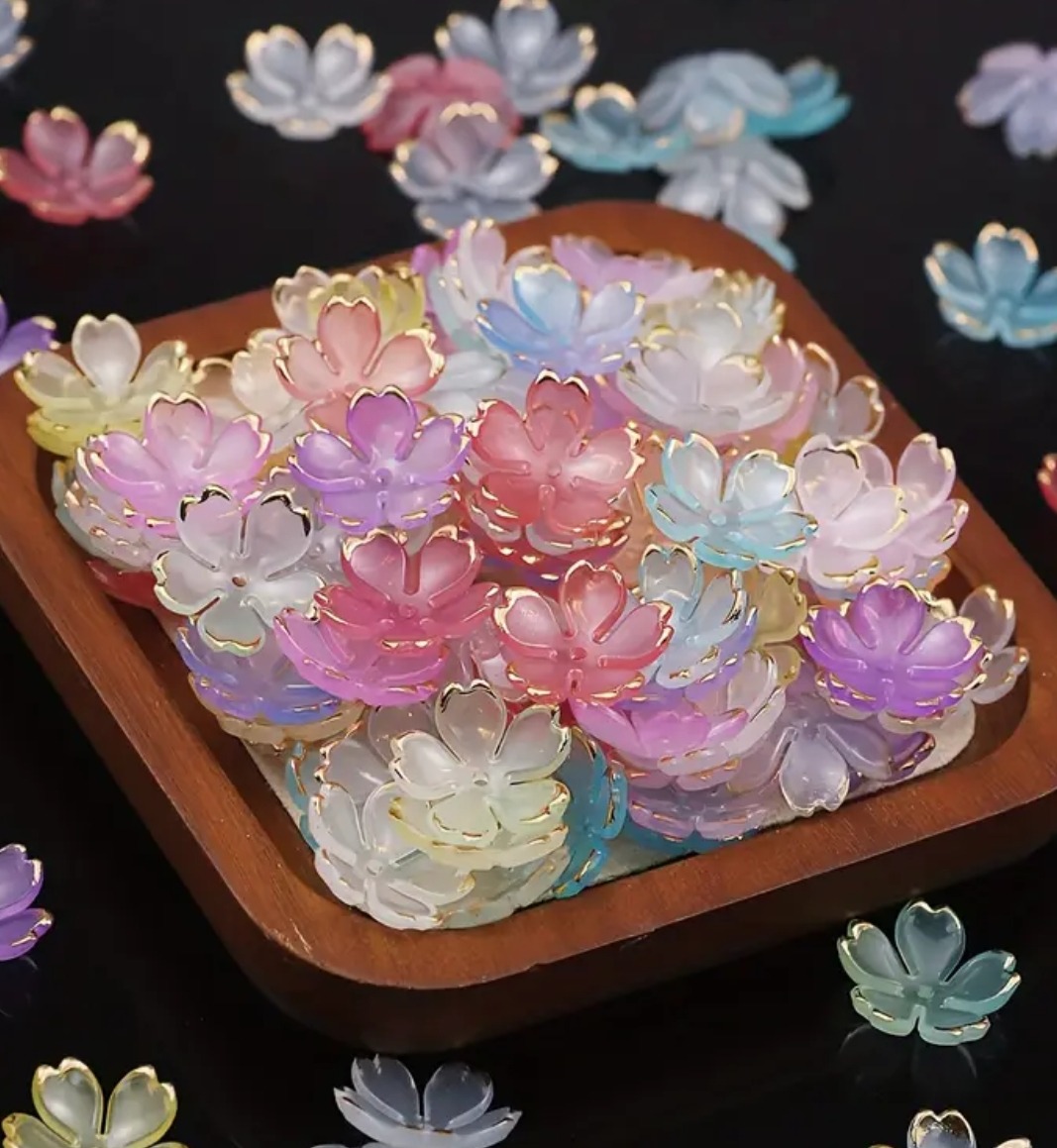 50/20pcs Acrylic Flower Beads 19mm | Colorful Floral Beads for DIY Jewelry Making & Craft Projects