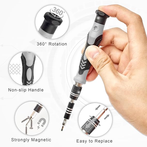 Precision Screwdriver Set, Professional Grade 115 in 1 Magnetic Repair Tool Kit for Electronics, Computer,Mobile, Laptop, Game Console, Watch, Eyeglasses, Modding, and DIY Projects