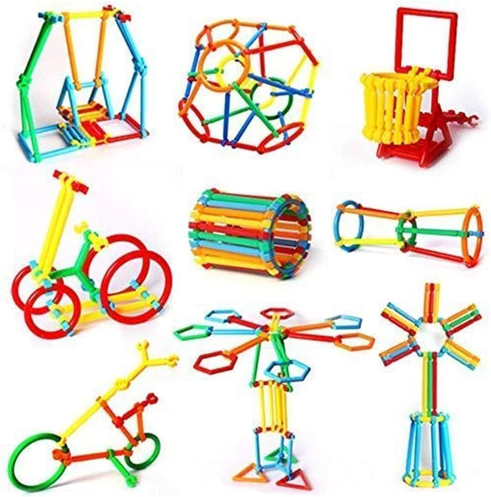 Sticks Blocks Educational Building Blocks Smart City DIY Stick Toys Different Shape Game for Kids Boys and Girls (Pipe Puzzle Game)