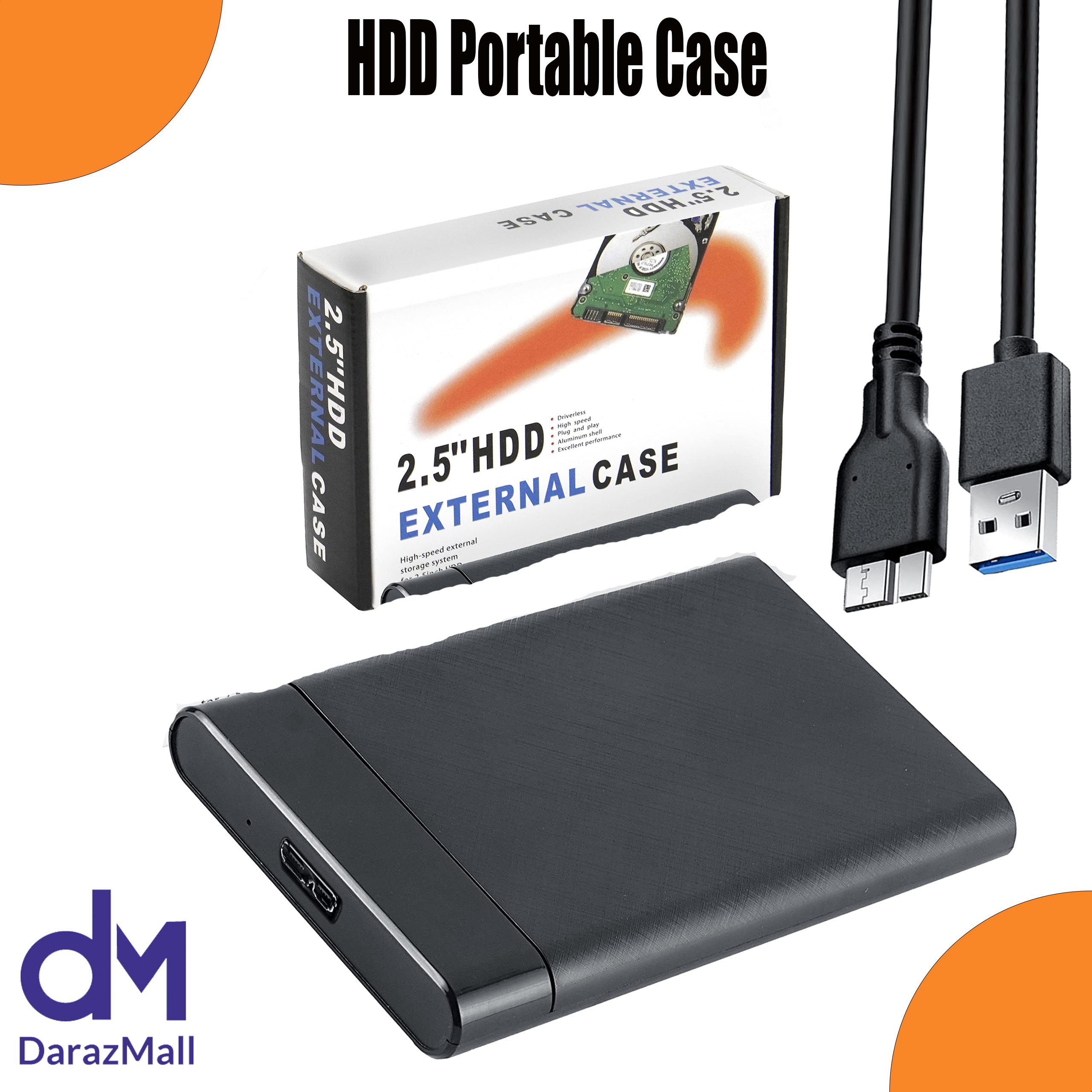 Portable HDD SSD hardrive Case SSd Case Sata Fast Data transfer Hard Disk External 2.5" Hard Drive Case 5Gbps High Speed Fast Data Transfer (ONLY CASE) Usb SSD Hard Disk