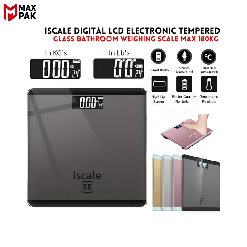 Upto 180kg iScale Weight Machine - Digital Heavy Duty Electronic Weighing Scale with Dual LED Display - Heavy Electric Weight Machine With Durable Steel Quality - For Home & Personal Use - Black/Golden/Pink/Silver