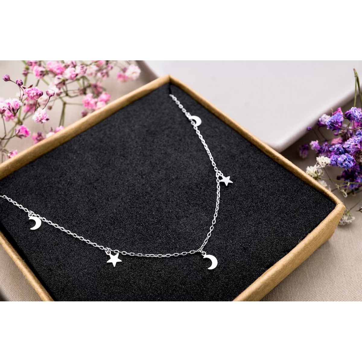 Silver Star Moon Choker Necklace Jewellery For Girls- Gold Chain Neck Statement Collar Chains Choker Shining Female Choker Korean Jewellery