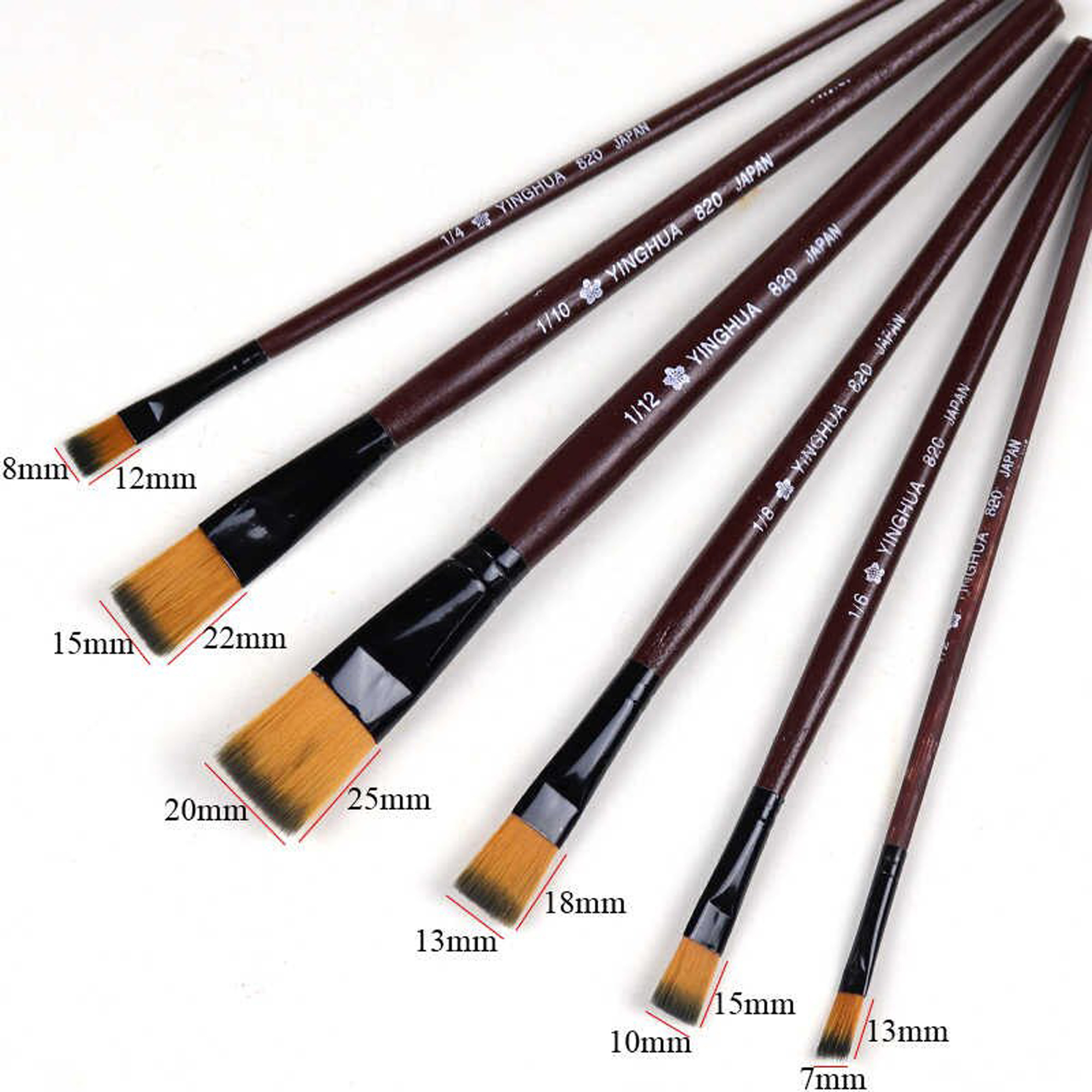 Yinghua Paint Brush (6 Pcs Set) Art # Js - 6pcs-yinghua-fb-brown