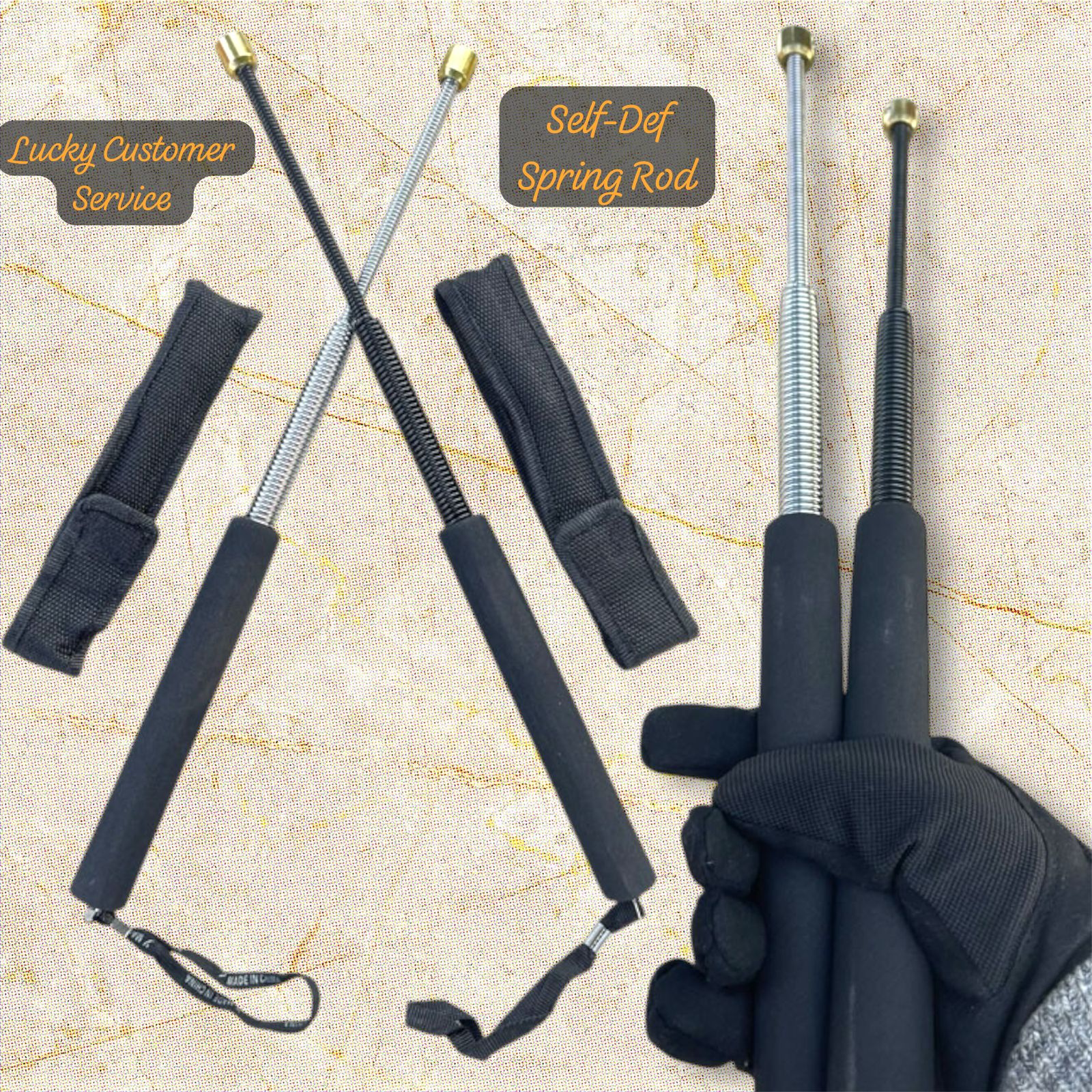 26 Inch Expandable Metal Spring Rod with Manual Nylon Pouch Retractable Stick For Self-Def High Quality