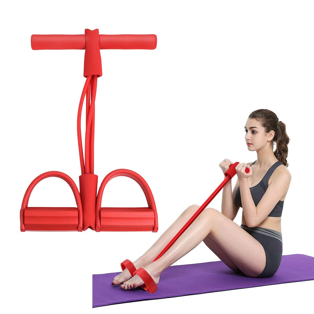 Multifunction Tension Rope Pedal Puller Legs Exerciser Yoga Rally Fitness Exercise Four Stretcher Pedal Leg Spring Rally