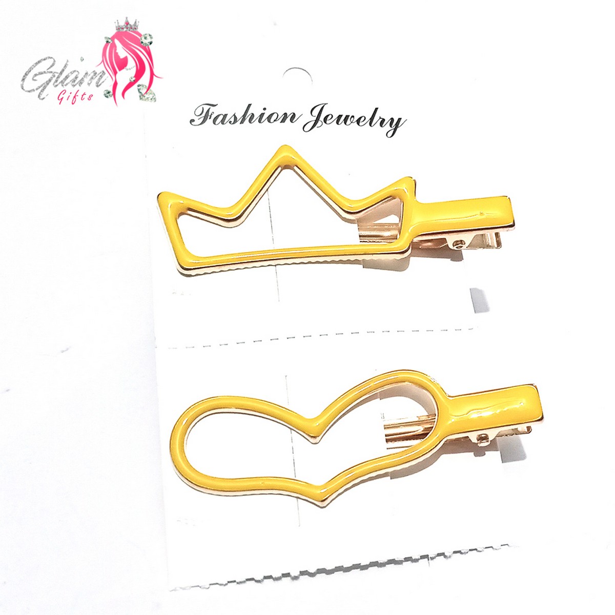 Pair Of Crown Heart Metal Hair Pins For Girls Candy Colour Trendy Hair Accessories