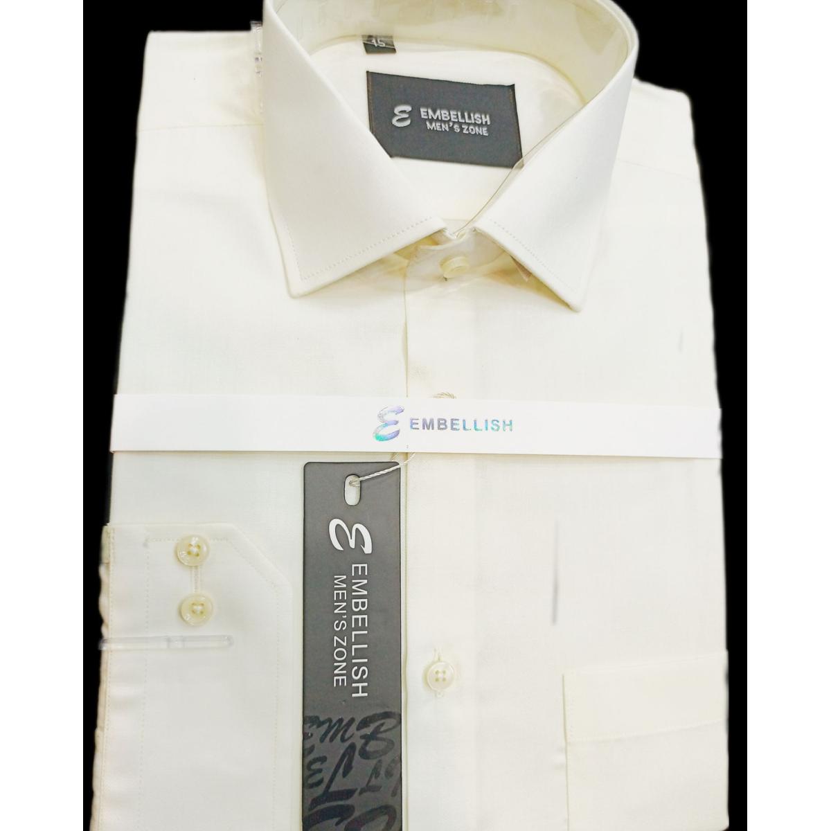 Embellish Soft Creme Formal & Casual Shirt For Men(Cotton)