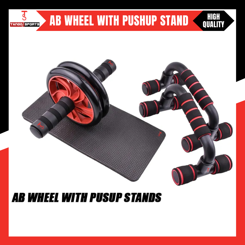Tango Sports Fitness Ab Wheel Roller with Pushup Stand Pack Ab
