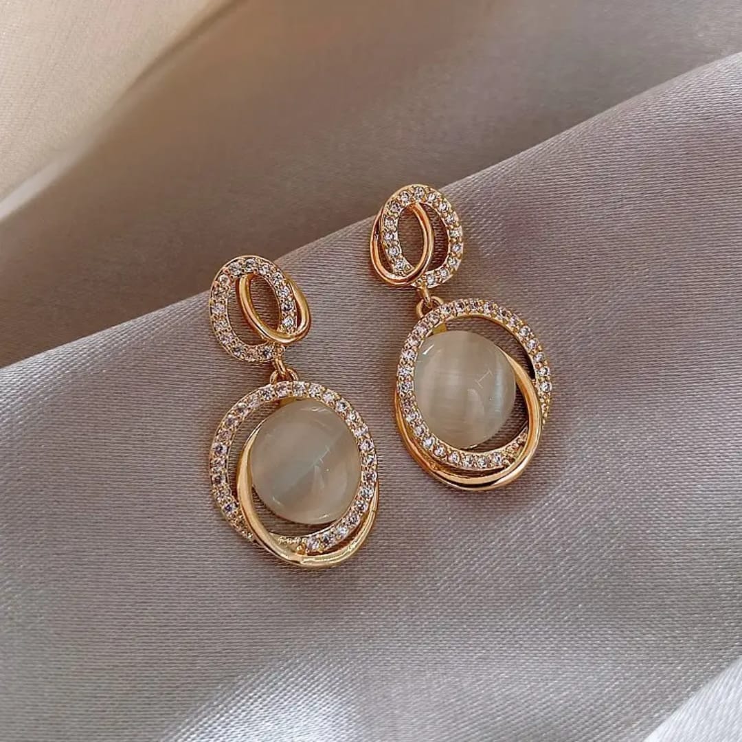 Earings for Girls Stylish Korean Style | Long Moonstone Drop Earings for Women | Party & Casual Wear