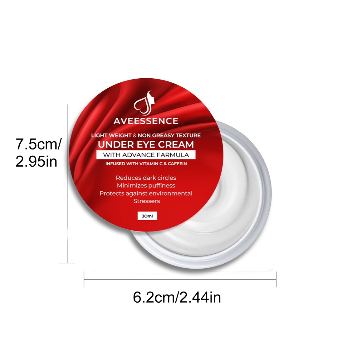 AVEESSENCE Under Eye Cream | Lightweight & Non-Greasy Formula | Advanced Skincare with Vitamin C & Caffeine | Reduces Dark Circles, Minimizes Puffiness & Protects Against Environmental Stressors | 30ml