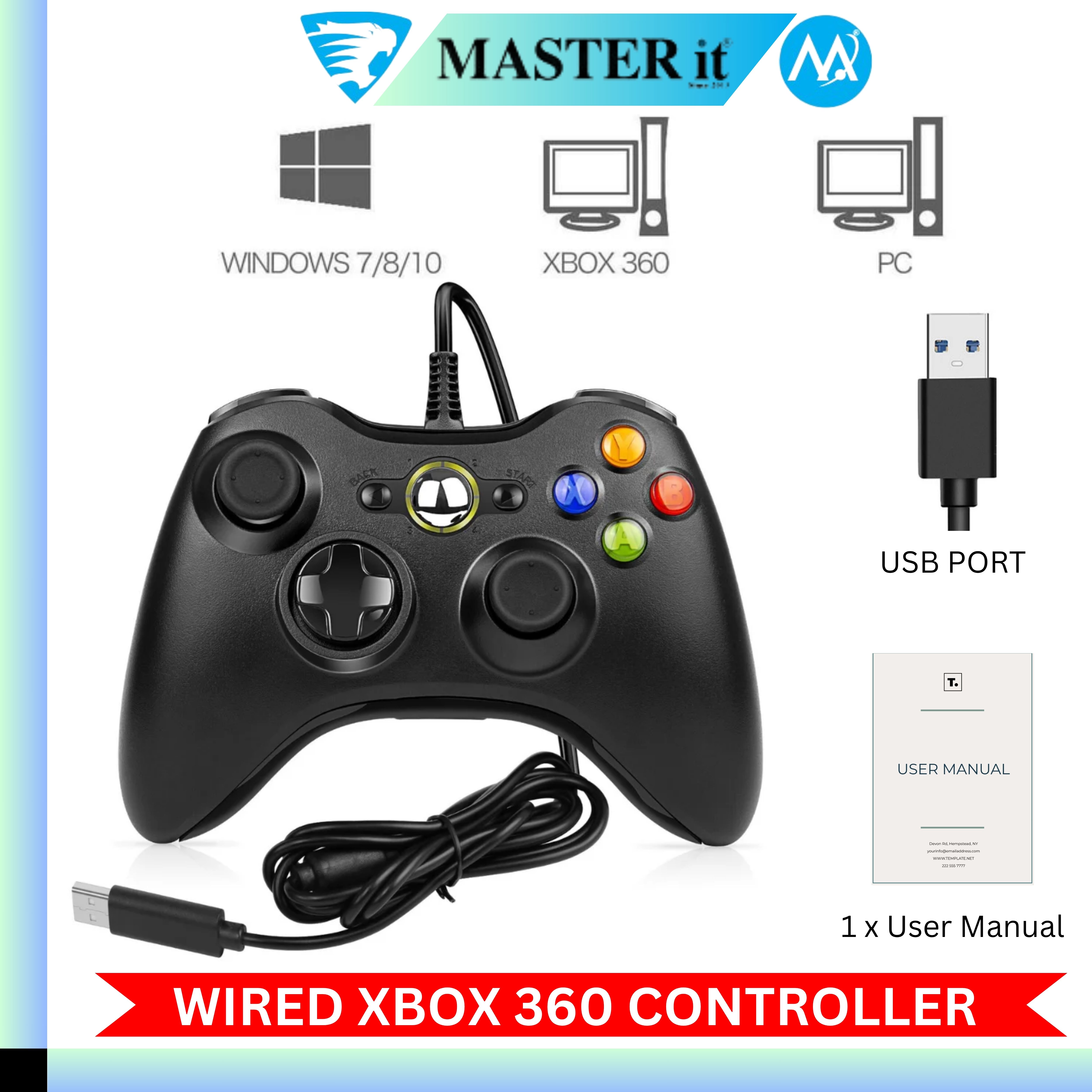 Wired & Wireless Xbox Controller - PC / PS4 / Xbox 360 Controller Wireless Joystick - Microsoft Joystick Xbox 360 With Vibration - Controller , Android, Laptop, PC & Xbox - Black & White