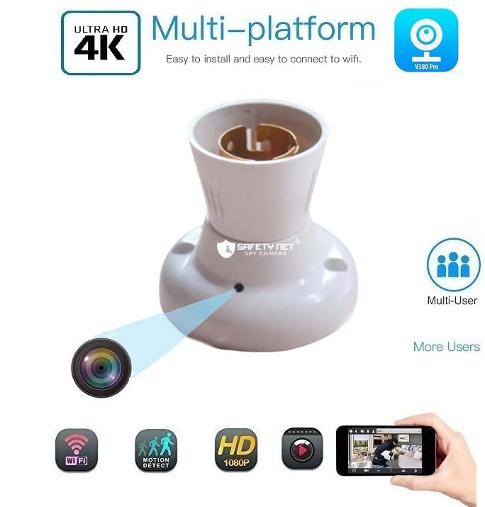 NET SPY CAMERA Full HD Wifi 1080P Bulb Holder Camera Mini Security