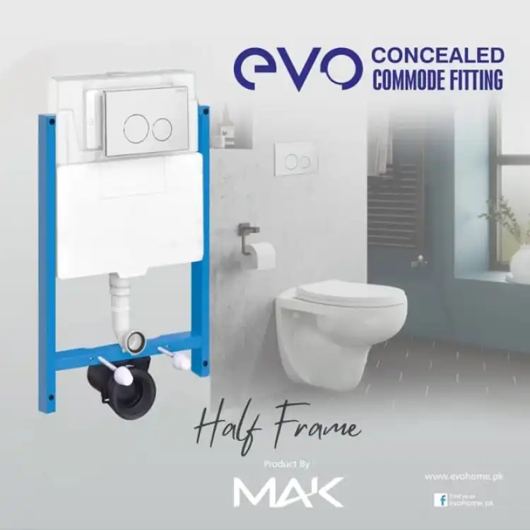 Concealed Flush Tank Commode Fitting (Half Frame)