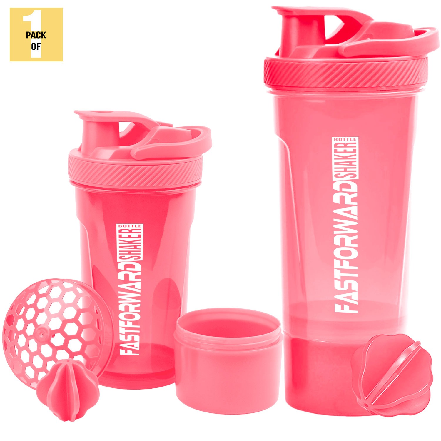 Shaker Bottle - 24 Ounce Protein Shaker Plastic Bottle for Pre & Post workout with Twist and Lock Protein Box Storage