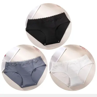 Set of 3 Women Panties Seamless ice silk Lingerie Underwear