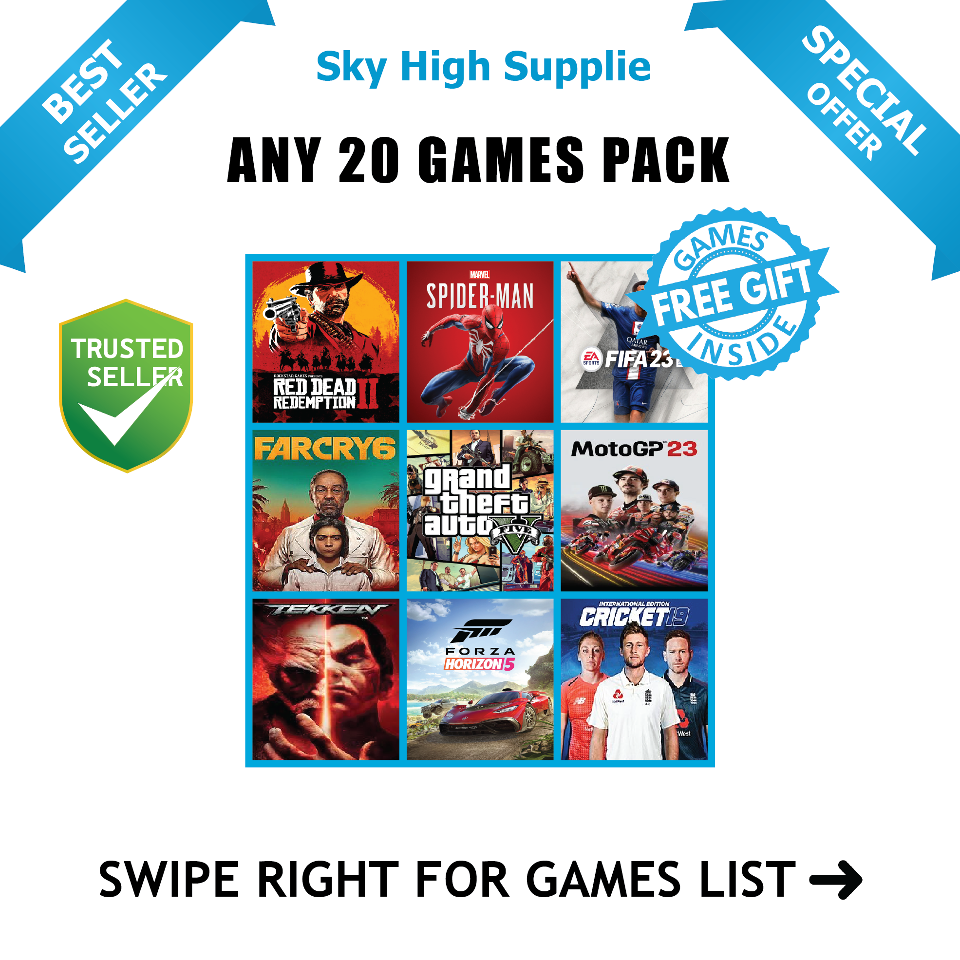 ANY 20 GAMES OF YOUR CHOICE- GAME FOR PC (GOOGLE DRIVE/ MEDIAFIRE) - QR CODE + FREE GIFT