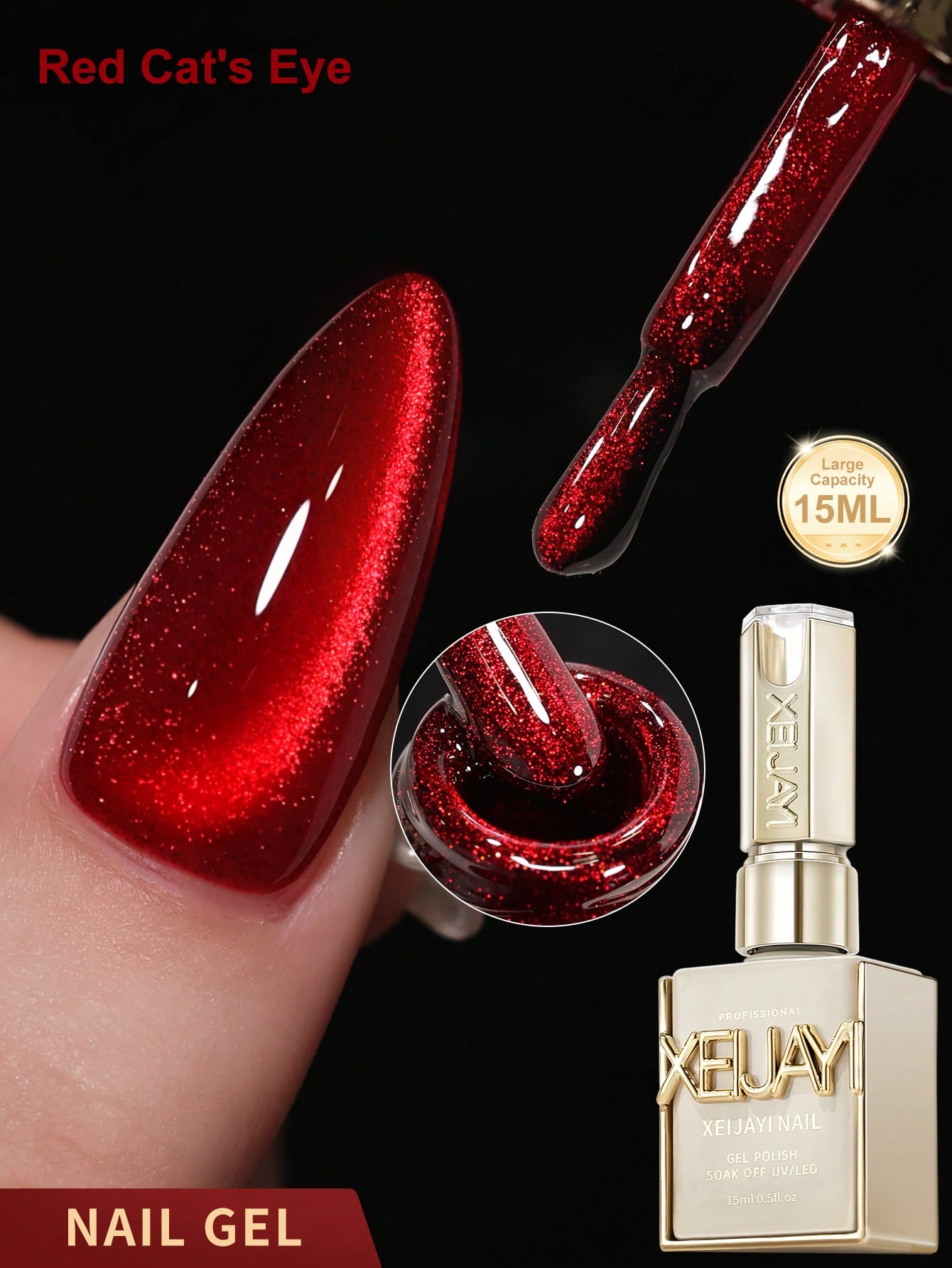 💅 XEIJAYI Cat Eye Series Gel Nail Polish 15ml – Semi Permanent UV LED Soak Off Nail Gel for Salon & DIY Manicure