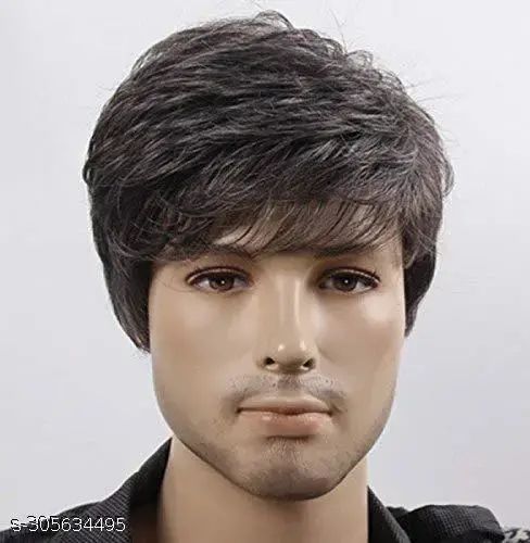 Men Full Head Hair Wig | Natural Looking Hair Topper - Straight Synthetic Hair Pieces