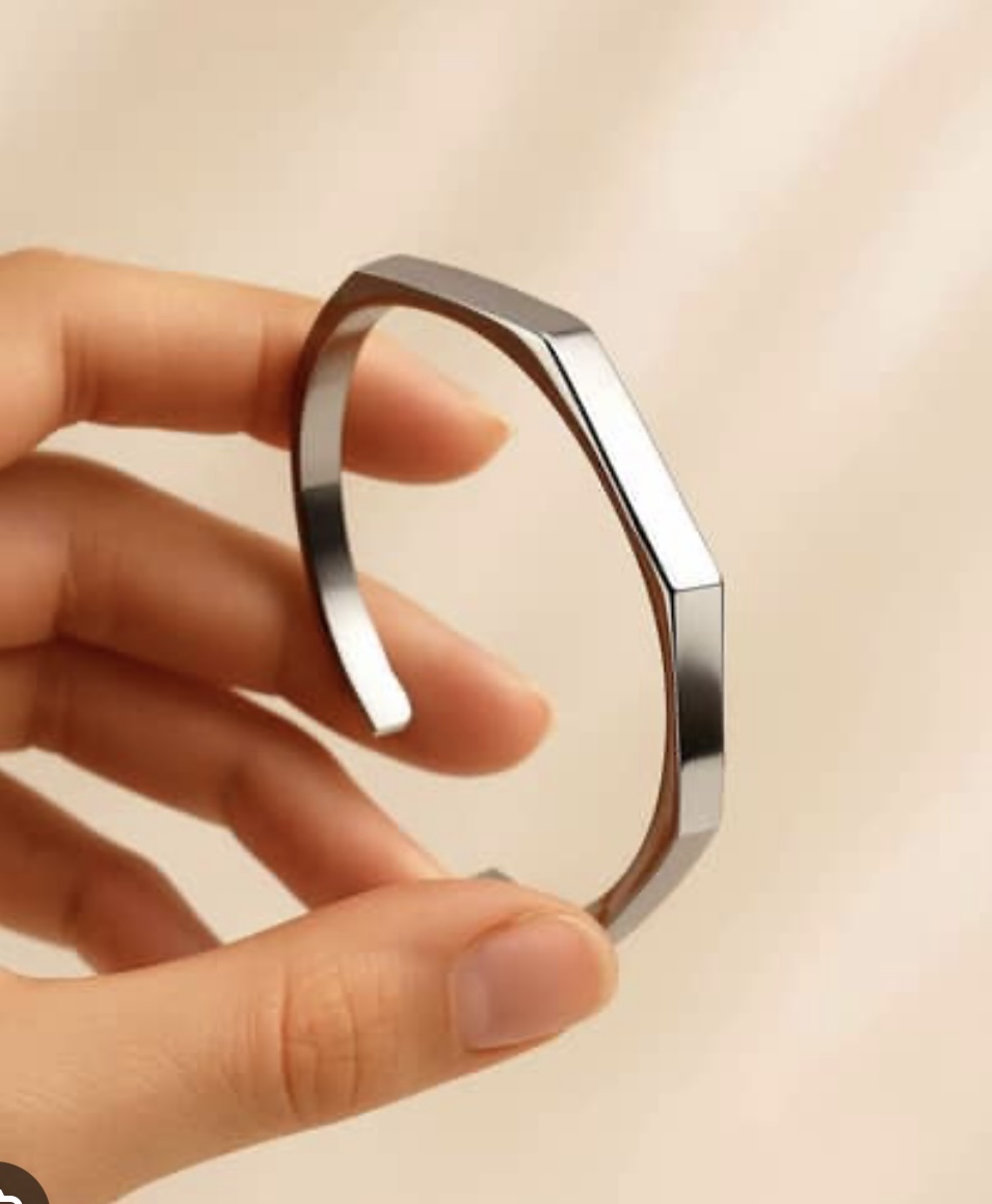 Half Cuff Bracelet for Men and Boys Stainless Steel Adjustable Minimalist Fashion Style Silver 7 Inch