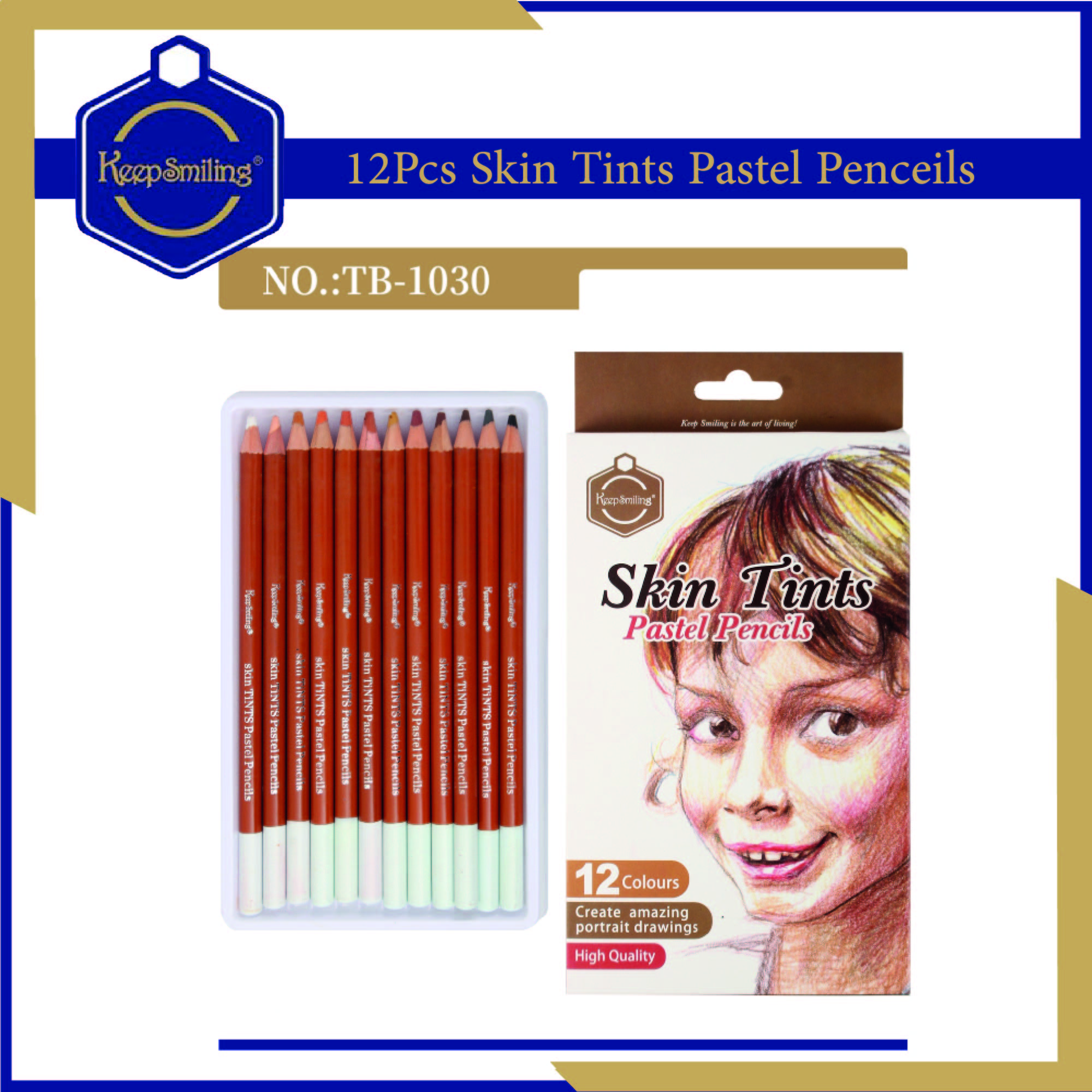 Keep Smiling Skin Tints Pastel Pencils, Skin Tints Color Pencils (12 Pieces) Best Sketching Pencils