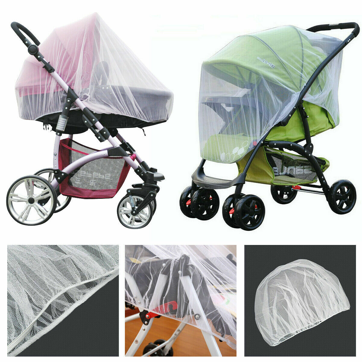 Baby Infant Mosquito Net For Pram Carry Cot Bed Stroller Crib Play Bassinet Playpen Pushchair Car Seat Buggy Travel Universal Fly Bug Insect Net Protection Cover  Large Elastic and Breathable Baby Protection against Flies