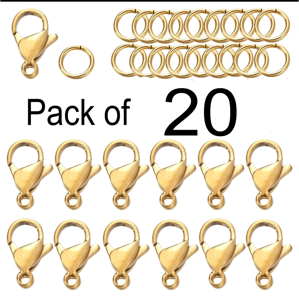 Stainless Steel Golden Silver 12mm Metal Lobster Clasp Hook Connector For Necklace Bracelet Fastener With Open Jump Ring For Bracelets Necklaces Chain DIY Jewelry Making Findings