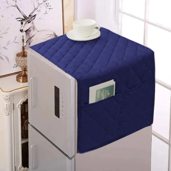 Fridge Dust Cover Waterproof Refrigerator Dustproof Cover with 6 Pocket Household Freezer Top Hanging Bag Fridge Storage Bag Appliance Protector Organizer Washing Machine Top Cover