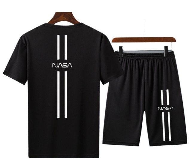 Trendy NASA Printed Tracksuit Cotton Fabric T-Shirt & Shorts for Summer Elegant Suits gym