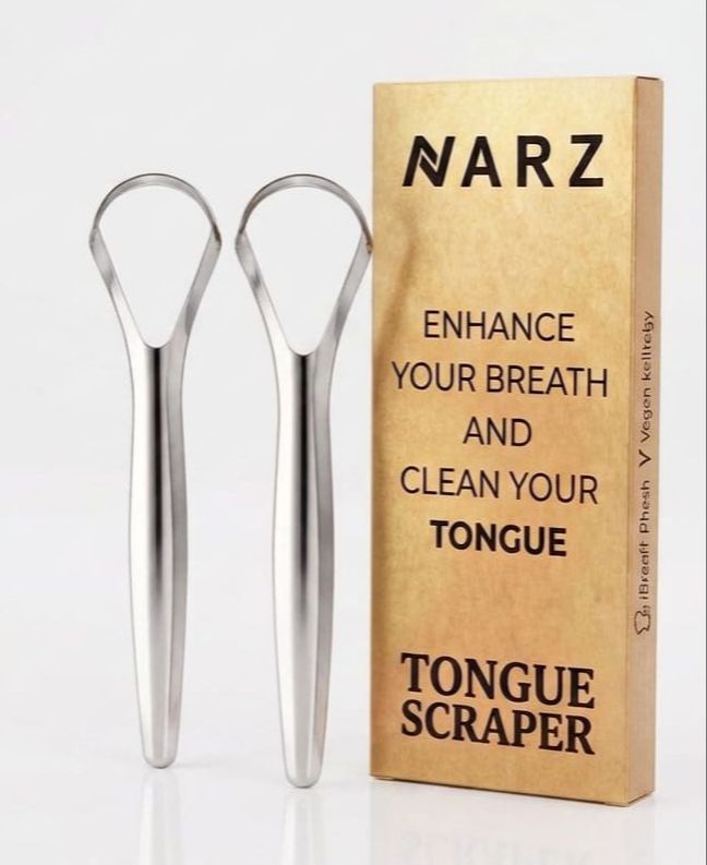 Dealspo NARZ Tongue Scraper Stainless Steel Tongue Cleaner Bad Breath Treatment Restore Fresh Breath Improve Taste And Oral Health Suitable For Men And Women Personal Hygiene