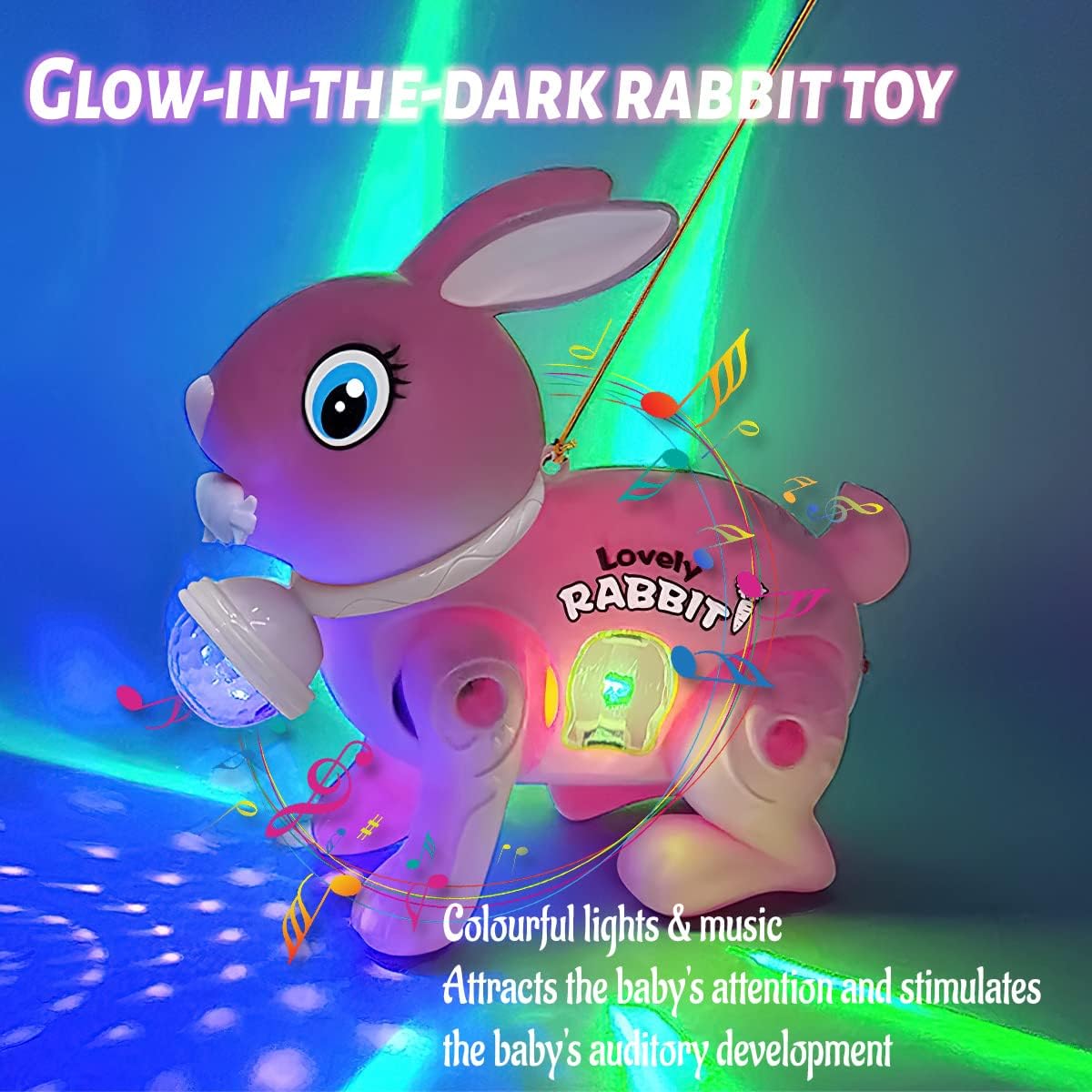 Free Delivery - Electric Bunny Rabbit Plush Toy with Music & LED Perfect Birthday Gift for Girls Boys Kids