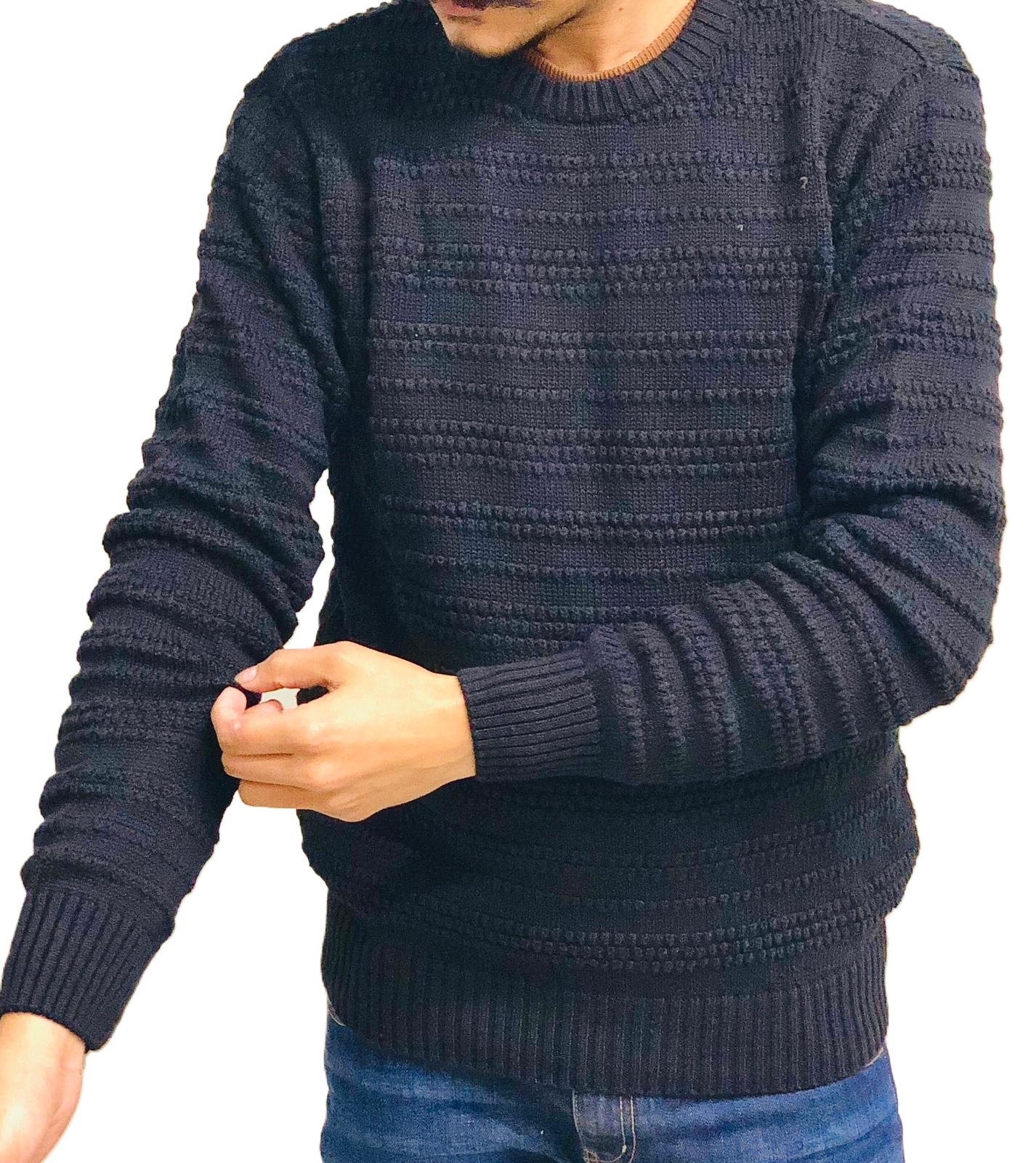 Black Sweater For Mens With Latest Design Stuff is wool and cotton