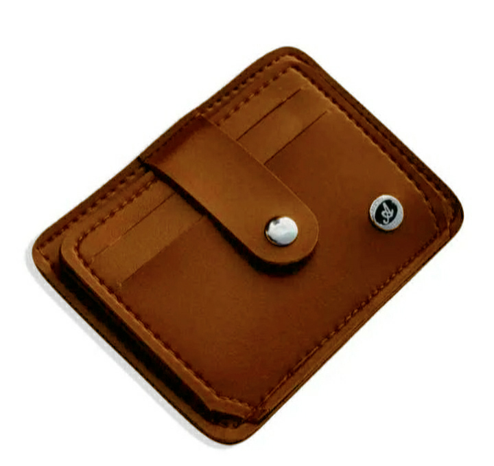 New Slim 9 Pockets Button Down Card Holder Mini Zipper PU Leather Wallet for Men's
