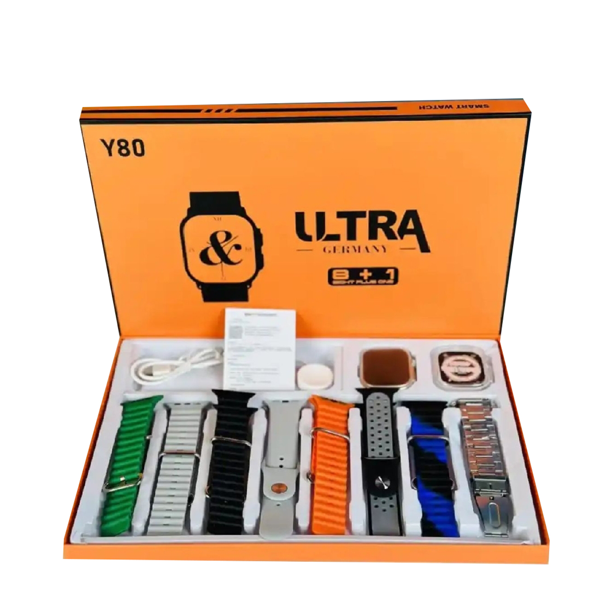 Y80 Ultra Smart Watch 8 in 1 - Y80 Smart Watch 8 Straps For Gift - Ultra 2 Smart Watch Y80 - Ultra Watch 8 - Smart Watch for Boys - Smartwatches - Mobile Watch - Touch Watch for Boys - Smart Watch For Girls - Ultra 9 Smart Watch