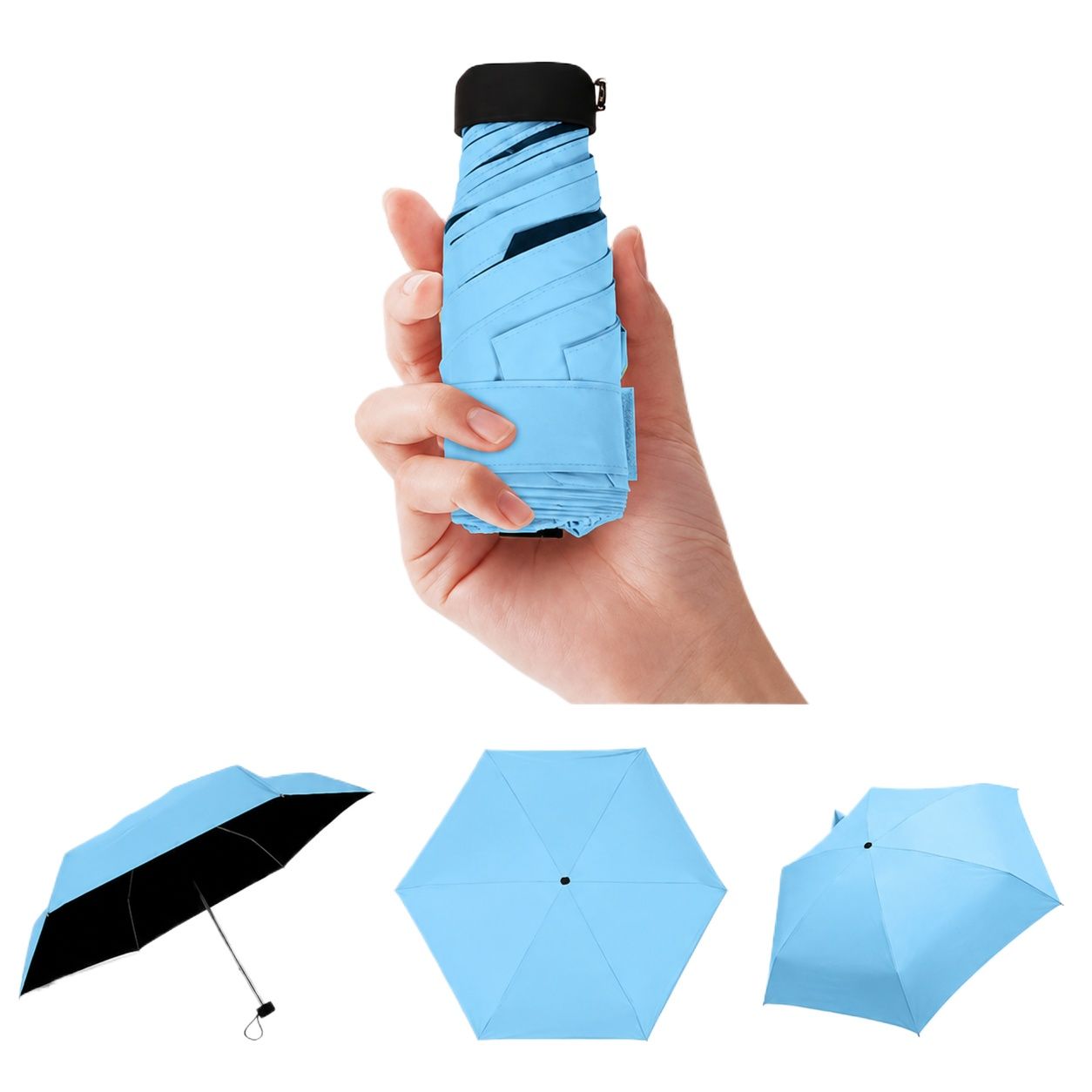 Mini pocket umbrella for rain, folding vinyl umbrella with UV ultraviolet protection, pocket sunshade, capsule - Lite Green