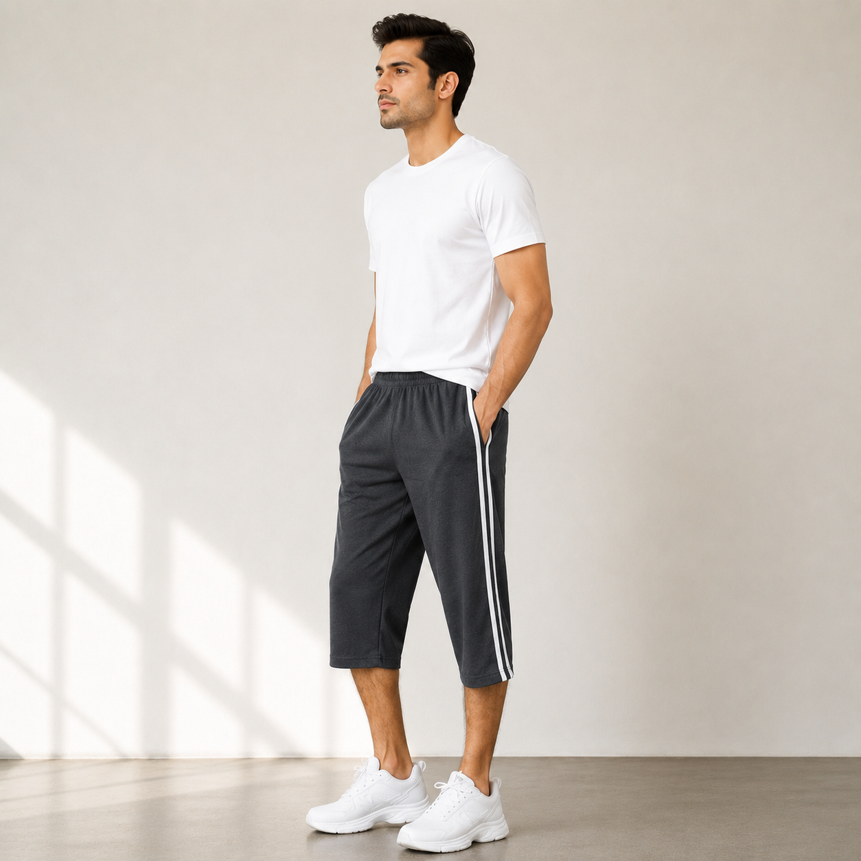 Faiz Garments | 1Pcs Premium Jersey 3 Quarter Shorts for Men – Lightweight Sports & Daily Wear