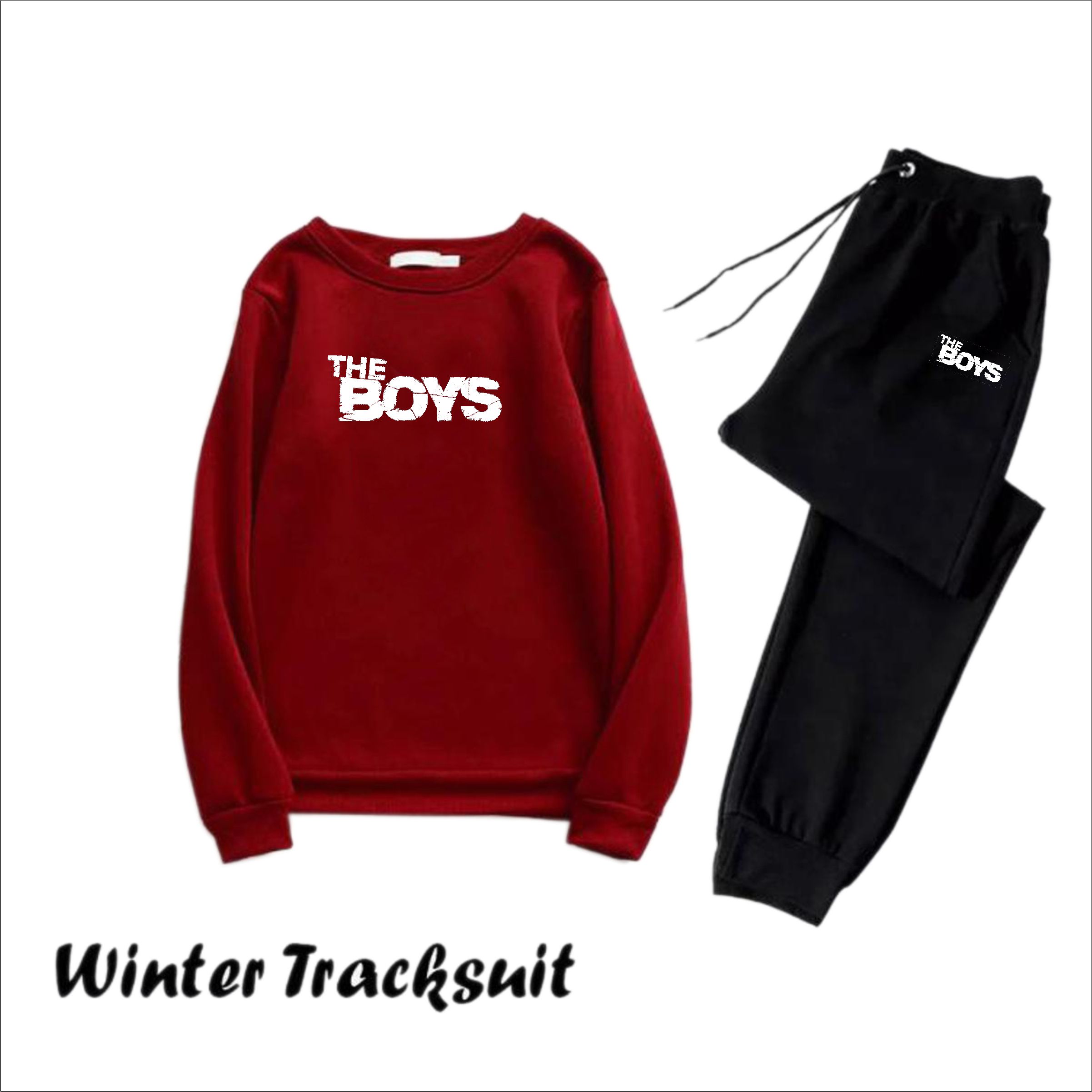 THE boys Printed New Arrival Winter Tracksuit For Men and Women with Warm Fleece Sweatshirt and Trouser 2 piece